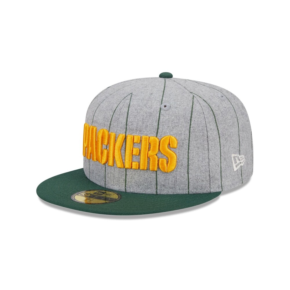 New Era Green Bay Packers Heather Pinstripe 59FIFTY Fitted Hat - Size 7